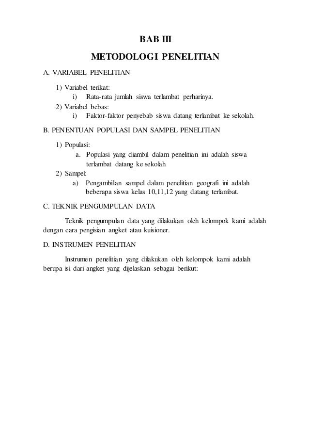 Contoh Angket Penelitian Geografi Kumpulan Soal Pelajaran 5