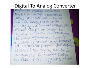 Digital To Analog Converter
 
