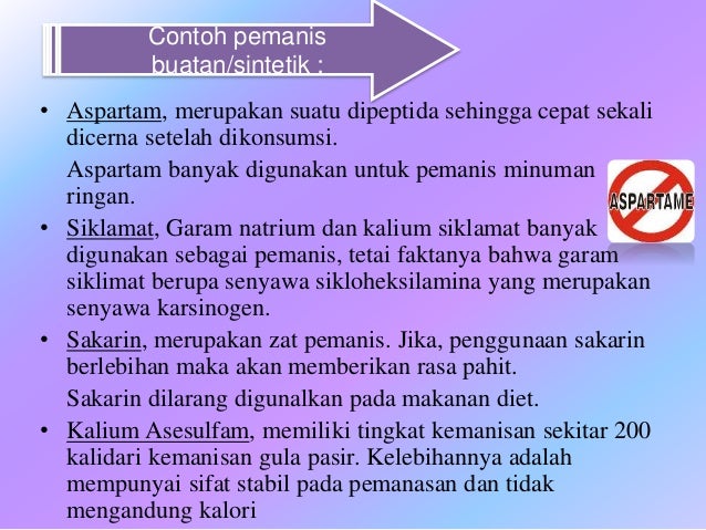 Aspartam Merupakan Contoh Zat Aditif Jenis Extra