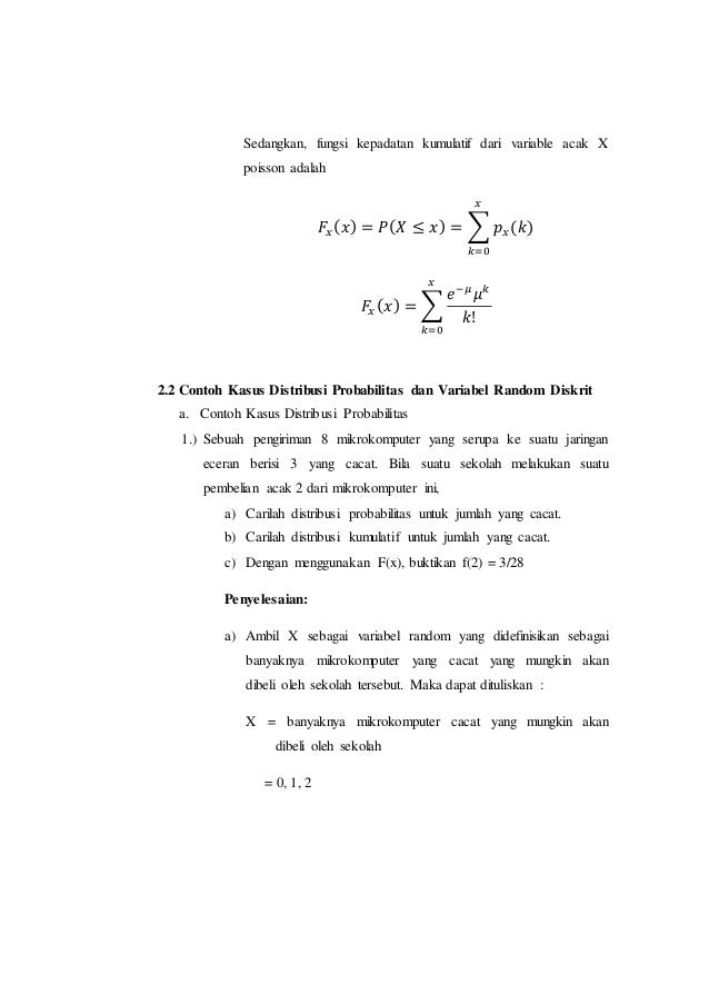 Makalah VARIABEL RANDOM DAN DISTRIBUSI PROBABILITAS UNTUK 