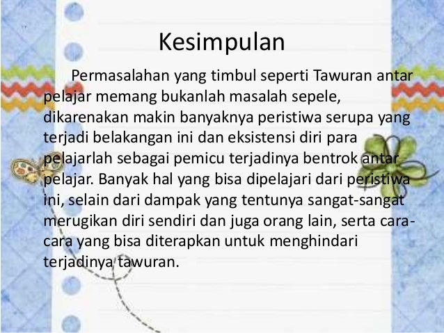 Tugas Sosiologi Kenakalan Remaja Tawuran