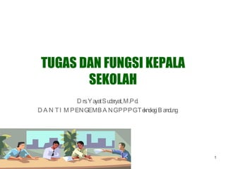 TUGAS DAN FUNGSI KEPALA SEKOLAH Drs. Yayat Sudaryat, M.Pd. DAN TIM PENGEMBANG PPPG Teknologi Bandung 