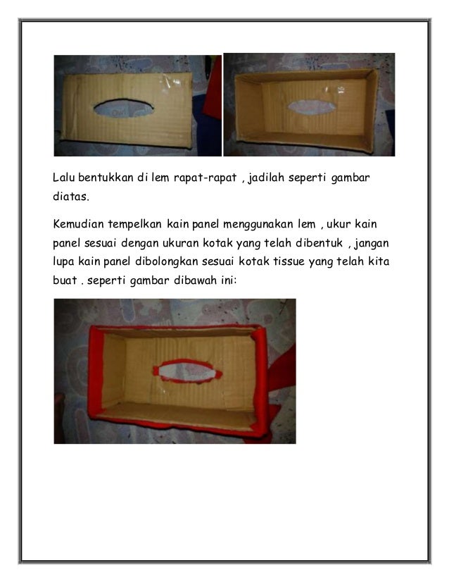 Tugas kerajinan kotak tisu dari tekstil prakarya dan 