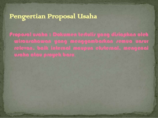 Pengertian Proposal Usaha