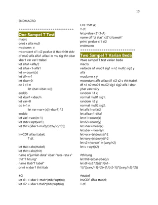 Syntax Macro Minitab (Elvira Dian Safire/ITS) | PDF