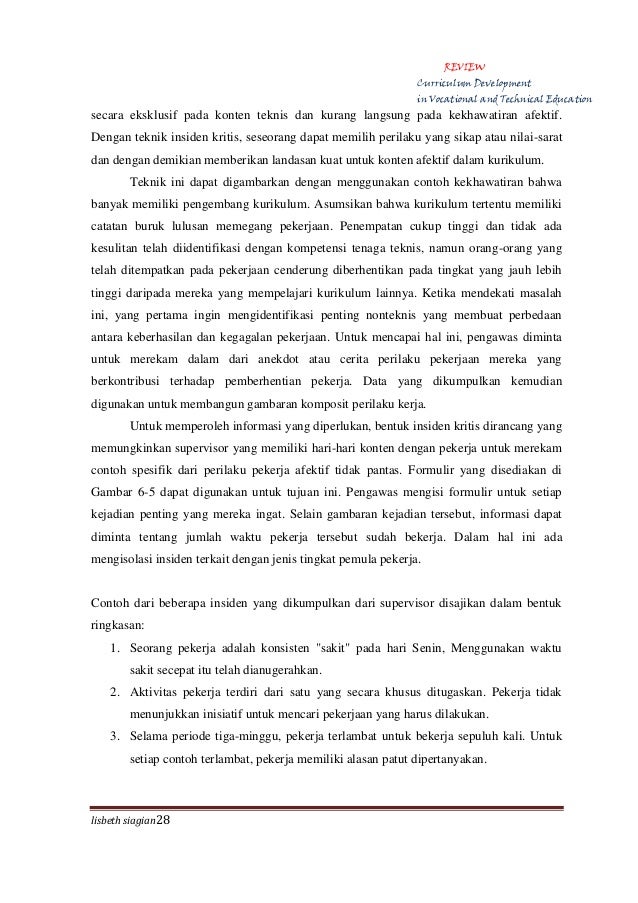 Tugas kurikulum review lisbeth