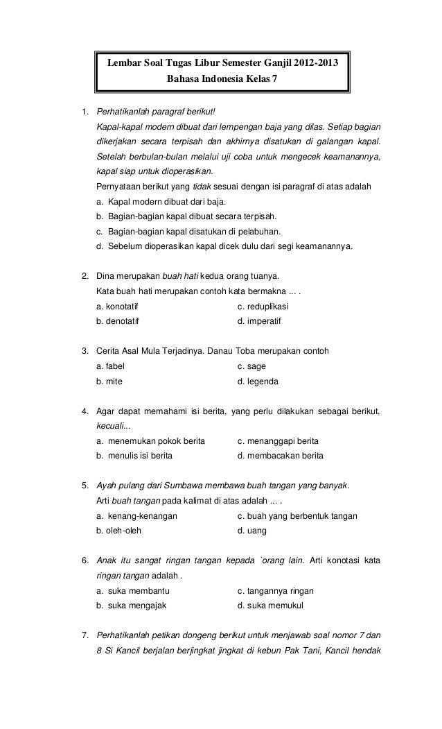 Tugas Libur Semester Ganjil Bin 7