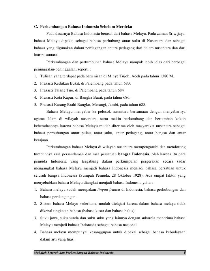 Sejarah Perkembangan Bahasa Indonesia Ppt Download