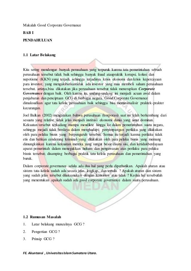 Tugas Makalah Good Corporate Governance