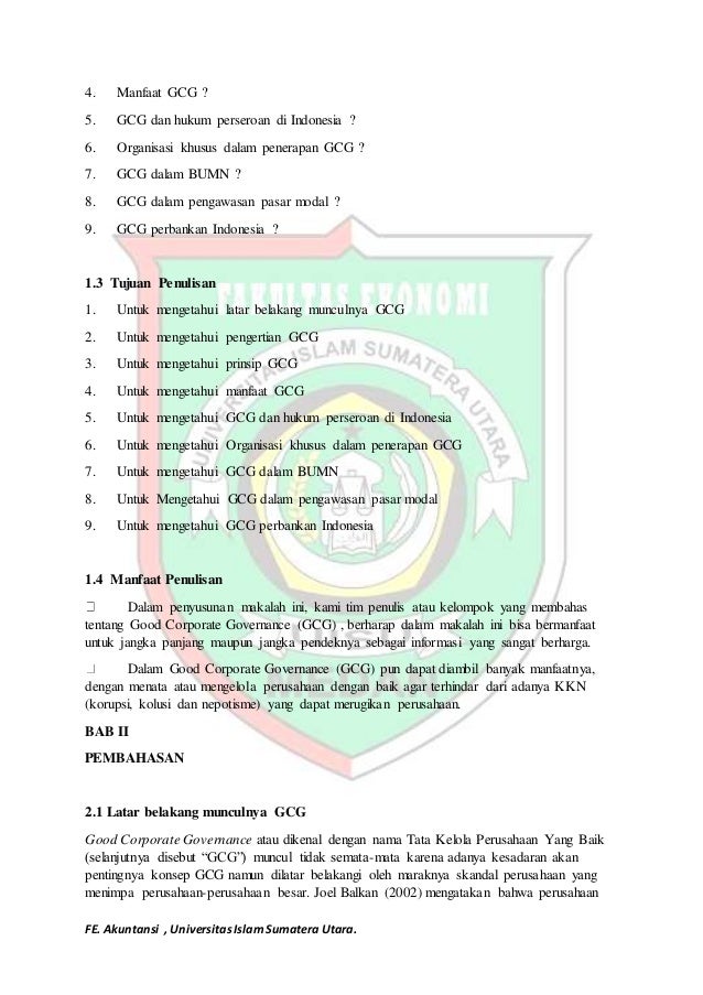 Tugas Makalah Good Corporate Governance
