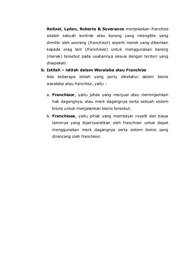 Pengertian Frienchise Atau Waralaba
