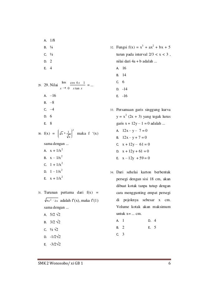 Persamaan Kuadrat Kelas 9 Kurikulum 2013 Pdf Latihan Soal Matematika
