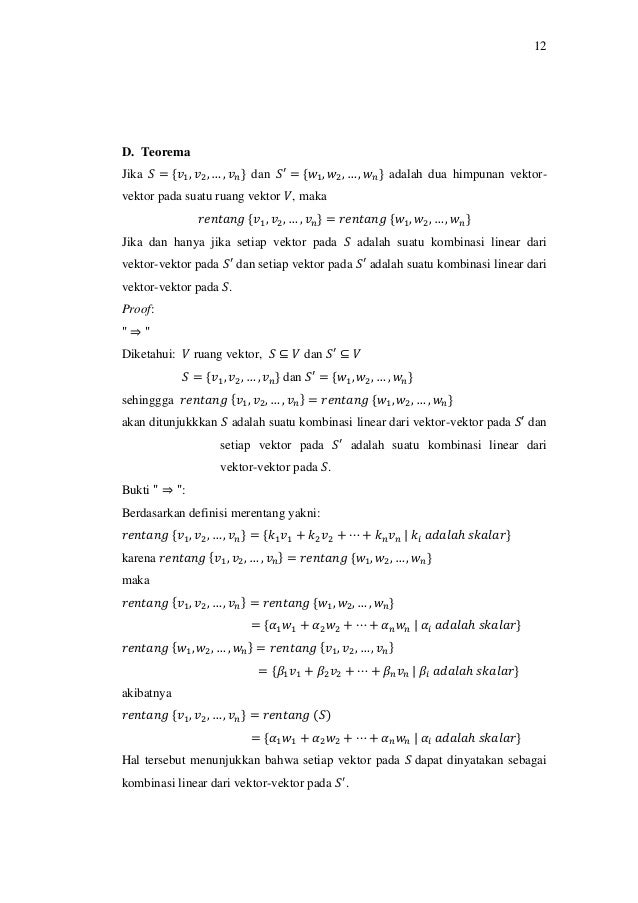 Merentang (Spanning) Tugas Matrikulasi Aljabar Linear
