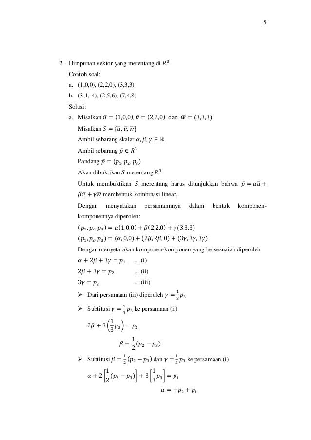 Merentang (Spanning) Tugas Matrikulasi Aljabar Linear