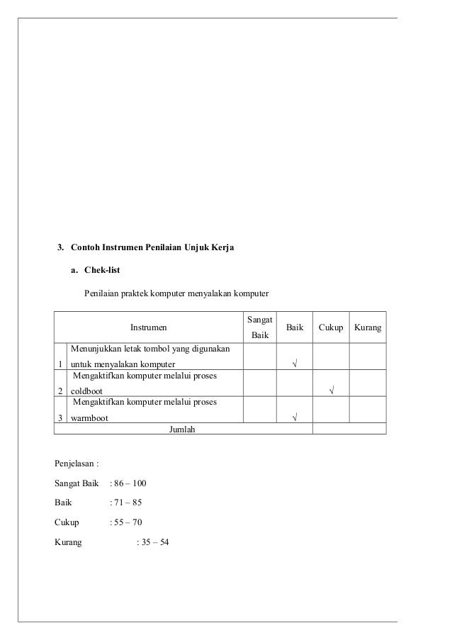 Contoh Format Penilaian Unjuk Kerja – Set kantor