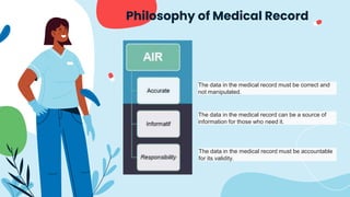 Philosophy of Medical Record
The data in the medical record must be correct and
not manipulated.
The data in the medical r...