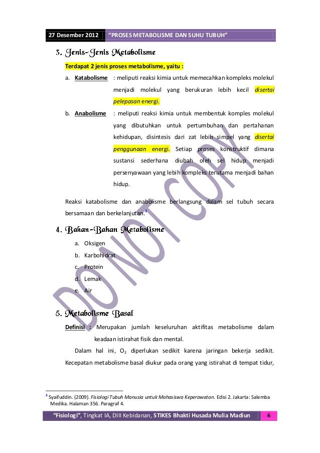 Metabolisme Dan Suhu Tubuh