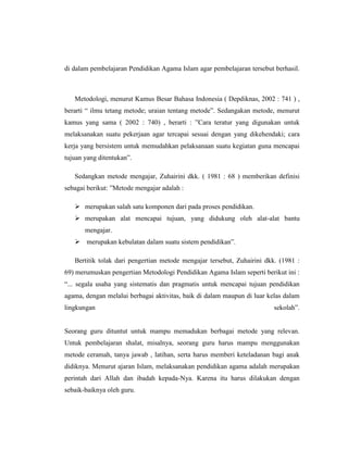 Tugas metode pembelajaran pai