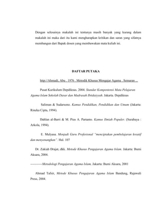 Tugas metode pembelajaran pai