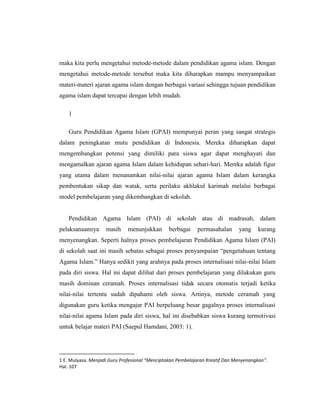 Sebutkan Metode-Metode Pendidikan Agama Islam (PAI)