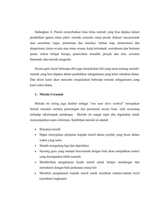 Tugas metode pembelajaran pai