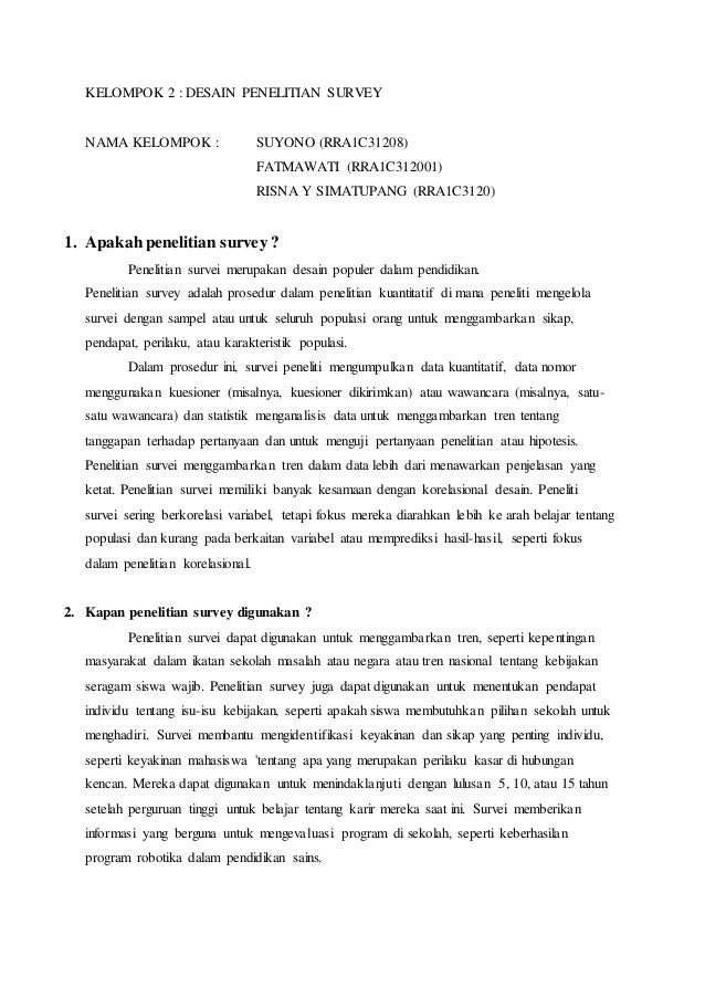 Makalah Desain Penelitian Survey