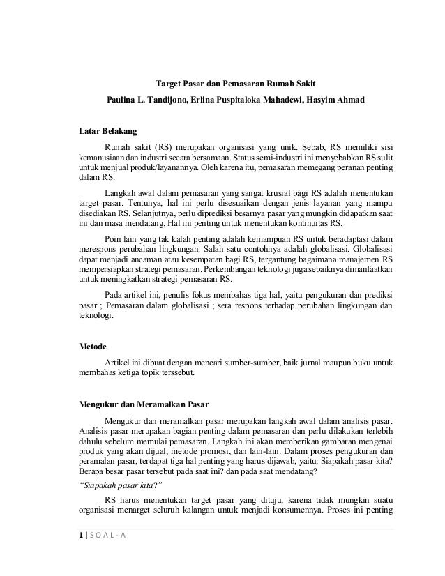 Tugas Online 8 Manajemen Pemasaran Rs Dr Paulina Erlina Puspitalok