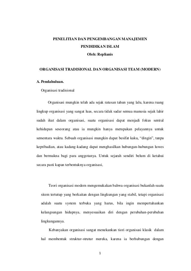 Organisasi Tradisional Dan Organisasi Modern