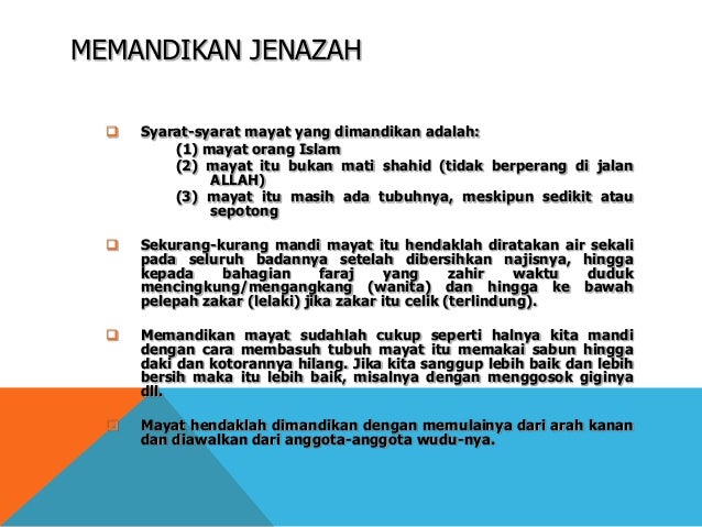 Tata Cara Memandikan Jenazah