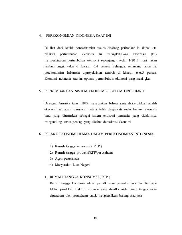 Resume Perekonomian Indonesia