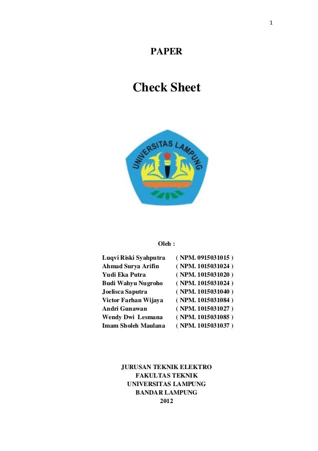 Tugas paper check sheet mmt