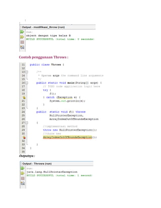 Java (Netbeans) - Exception handling - Object Oriented Programming | PDF