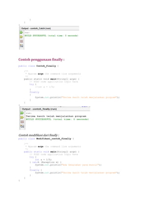 Java (Netbeans) - Exception handling - Object Oriented Programming | PDF