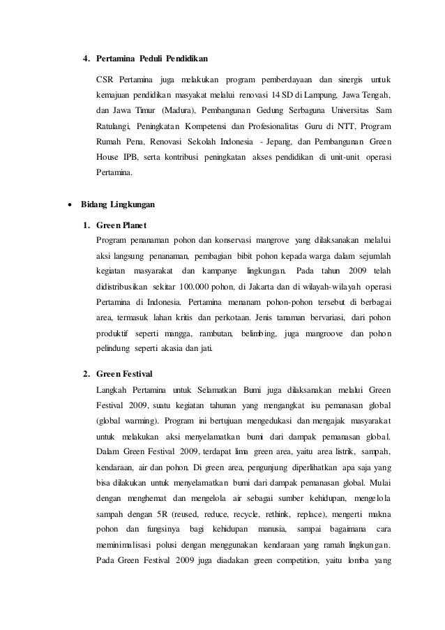 Makalah Corporate Social Responsibility Csr Pt Pertamina