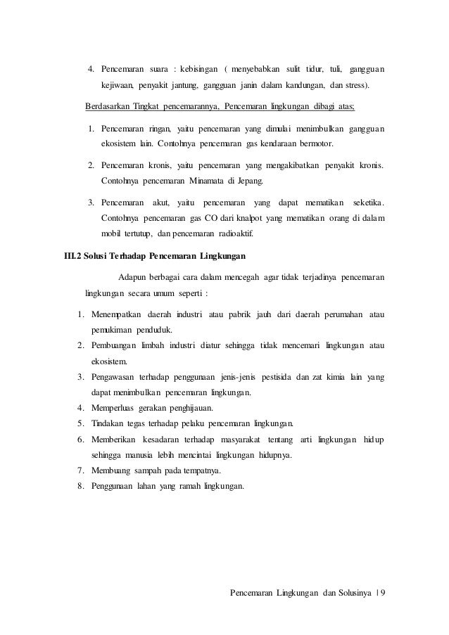 Makalah Pencemaran Lingkungan Dan Solusinya