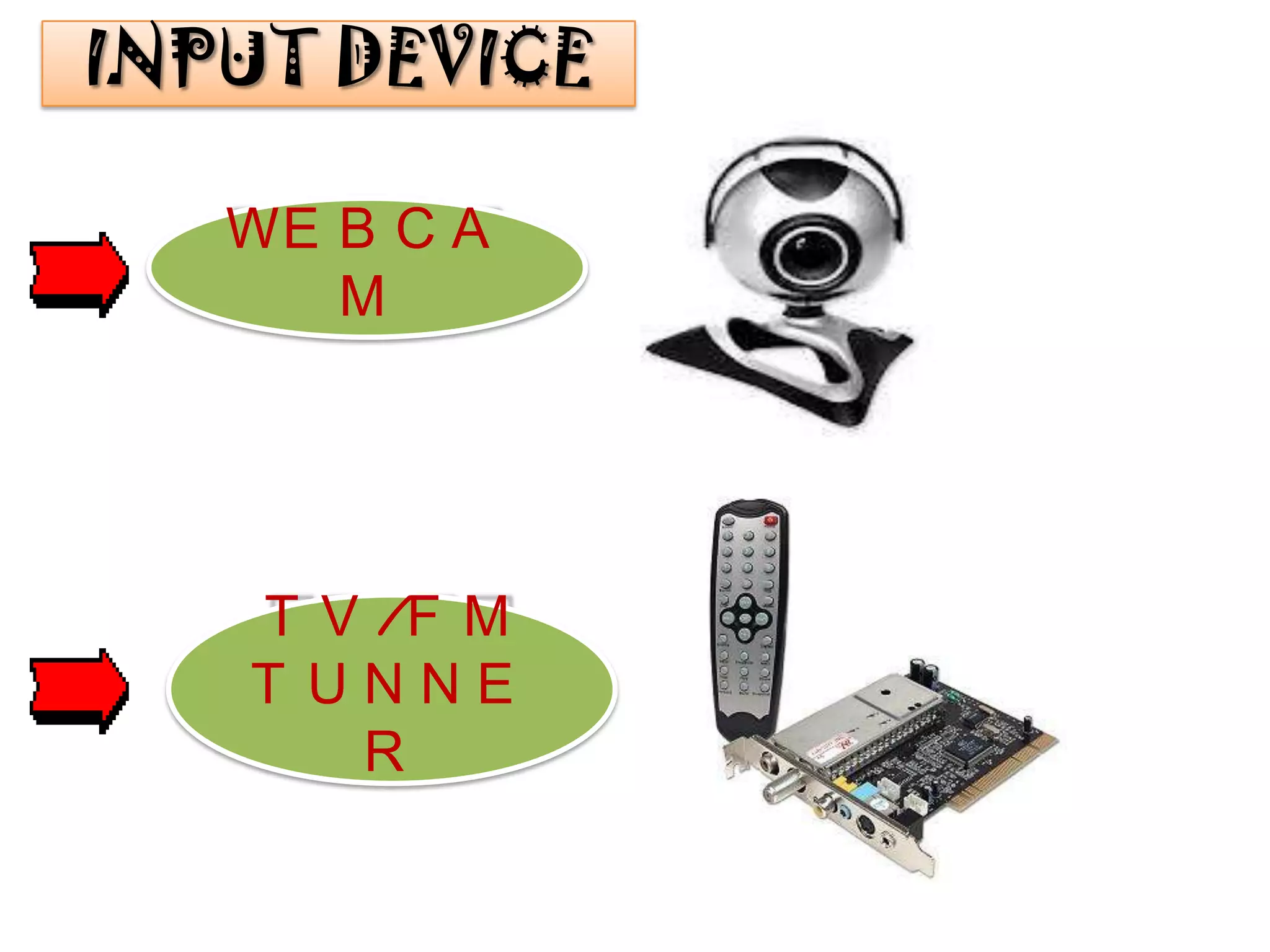 INPUT DEVICE

   WE B C A
      M




   T V /F M
   T UNNE
      R
 
