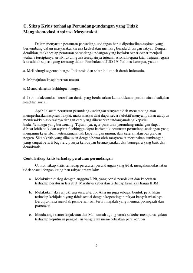 Sikap Kritis Terhadap Perundang Undangan Yang Tidak Mengakomodasi Asp