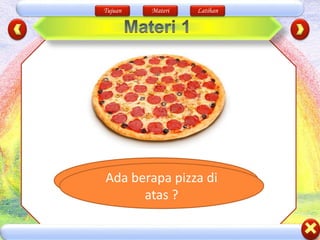 Tujuan Materi Latihan
Ada yang tau ini apa ?Ada berapa pizza di
atas ?
 