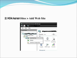 2. Klik kanan  Sites  >  Add Web Site 