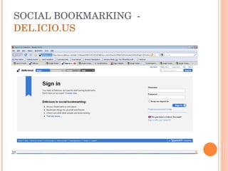 SOCIAL BOOKMARKING  -  DEL.ICIO.US 