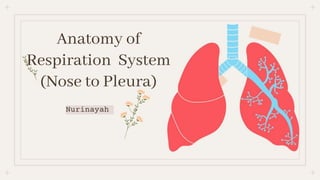 Anatomy of
Respiration System
(Nose to Pleura)
Nurinayah
 