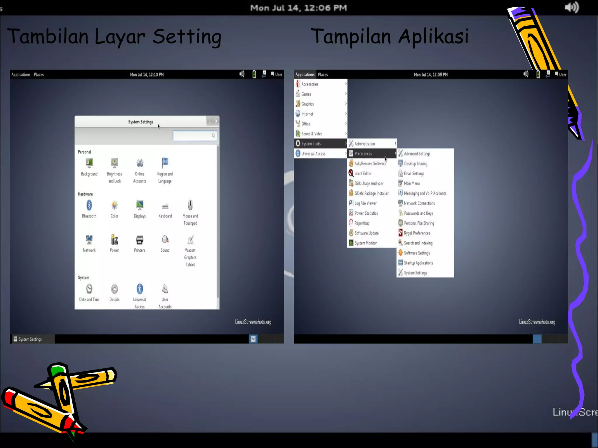 Tambilan Layar Setting Tampilan Aplikasi 
 