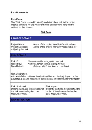 Program Risk Documentation Tugas risk management | DOCX