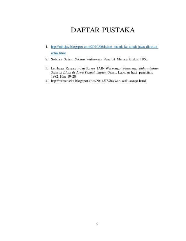 Daftar Pustaka Makalah Wali Songo Soal Essay