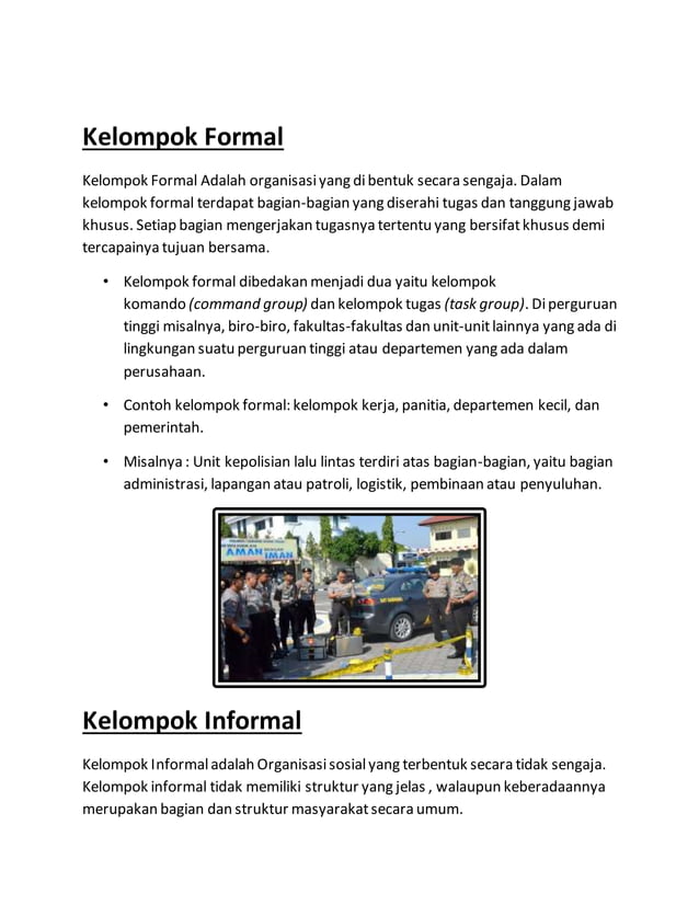 Perbedaan Kelompok Formal dan Informal | PDF