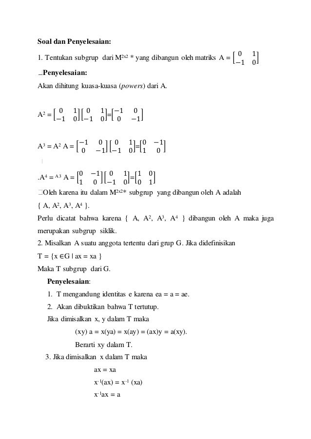 32 Contoh Soal Struktur Aljabar Grup Kumpulan Contoh Soal