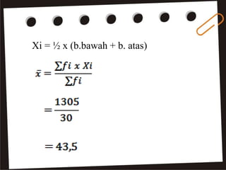 Xi = ½ x (b.bawah + b. atas)
 
