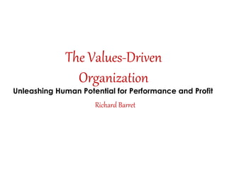 The Values-Driven
Organization
Unleashing Human Potential for Performance and Profit
Richard Barret
 