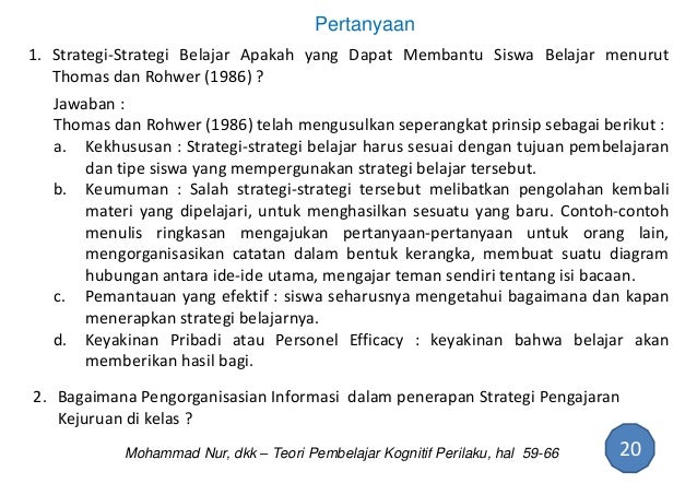 Teori Pembelajaran Kognitif