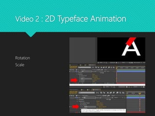 Video 2 : 2D Typeface Animation
Rotation
Scale
 
